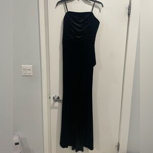 Xscape Velvet Strapless Black Gown